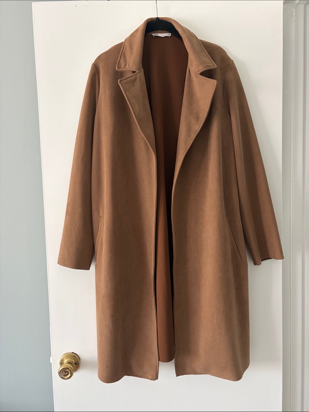 Zara Faux Suede Open Front Coat